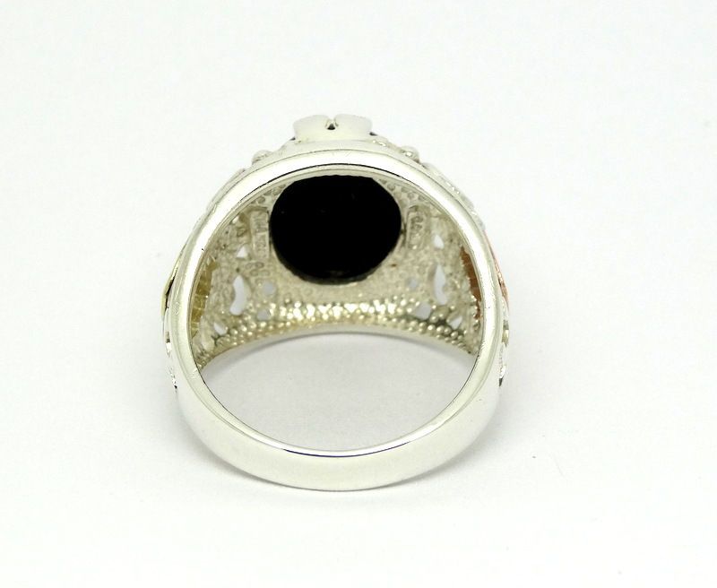 Thumbnail: CCO. COLEMAN CO BLACK HILLS 12k Solid Gold 925 Silver Black Onyx Ring Sz.10