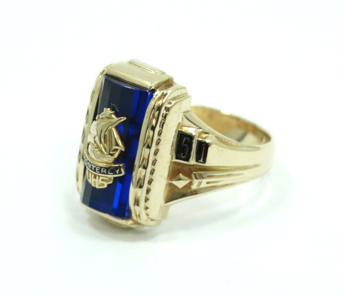 アクセサリー JOSTEN 10k Gold 1951 Class Ring Vintage High School 1951 Josten 10K Gold Ladies Class Ring