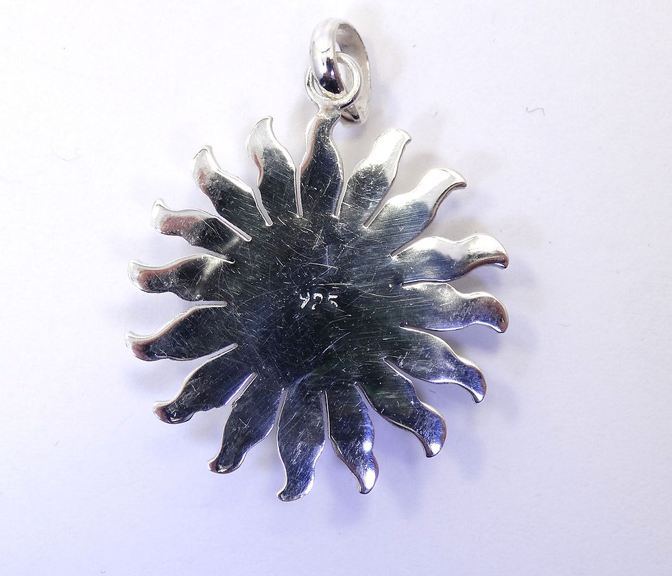 Thumbnail: Vintage Hand-made Mexican Honey AMBER SUN 925 Sterling Silver Pendant