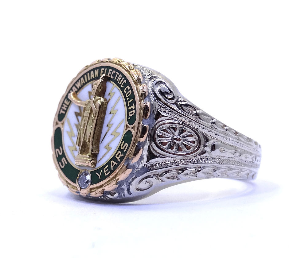 Thumbnail: Art Deco HAWAIIAN ELECTRIC CO. LTD 14K Gold Diamond 25 Years Service Ring s.9