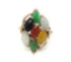 Thumbnail: Chinese Multi Color Marquise JADE Red Green Yellow JADEITE 14k Gold Ring 6.25