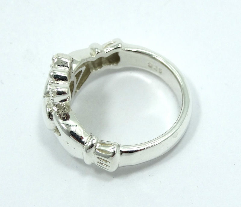 Thumbnail: Beautiful CLADDAGH Irish Love Heavy Heart in Hands 925 Sterling Silver Ring