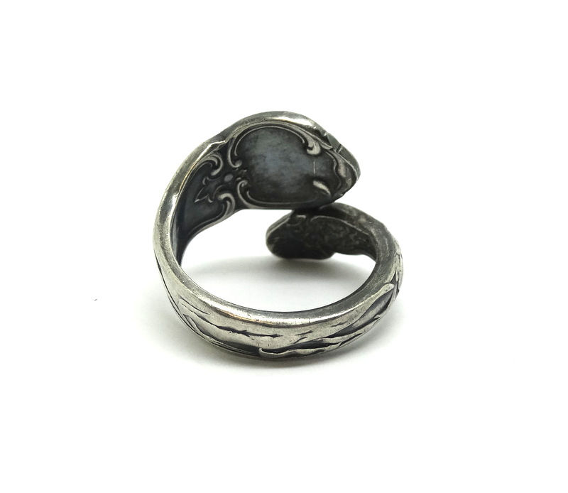 Thumbnail: Sterling Silver AG Bypass Floral Spoon Ring S-8.5