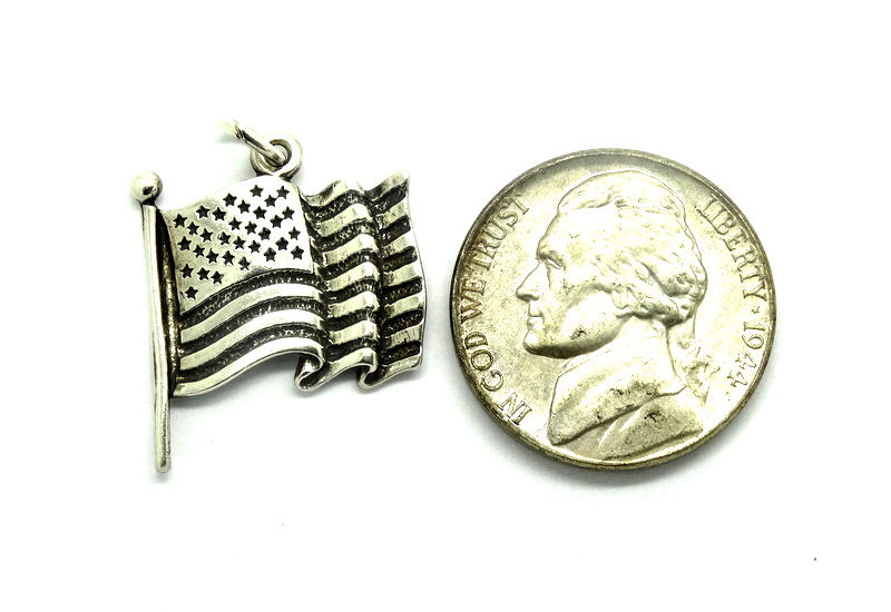 Thumbnail: UNITED STATES OF AMERICA FLAG USA Banner 925 Silver Charm
