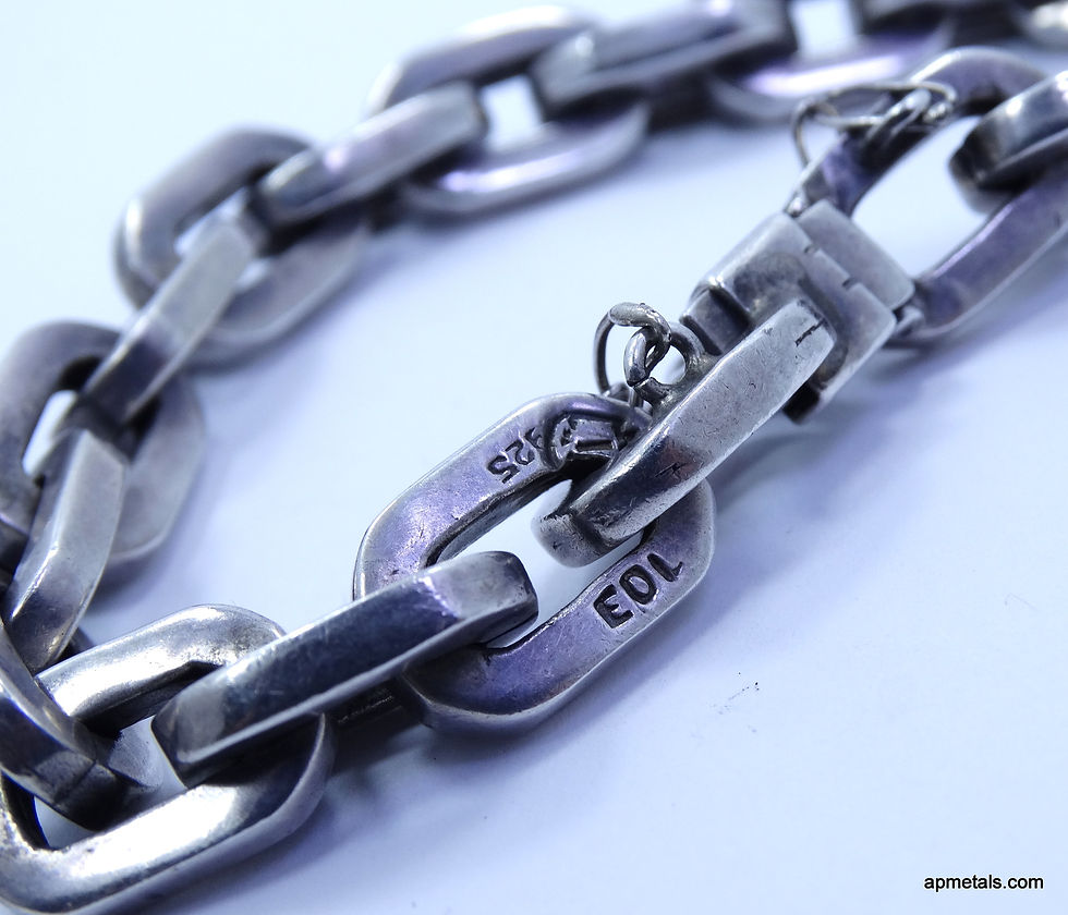 Thumbnail: Vintage 1940s Mid-Century HEAVY Mexico EDL Sterling Modern Anchor Bracelet
