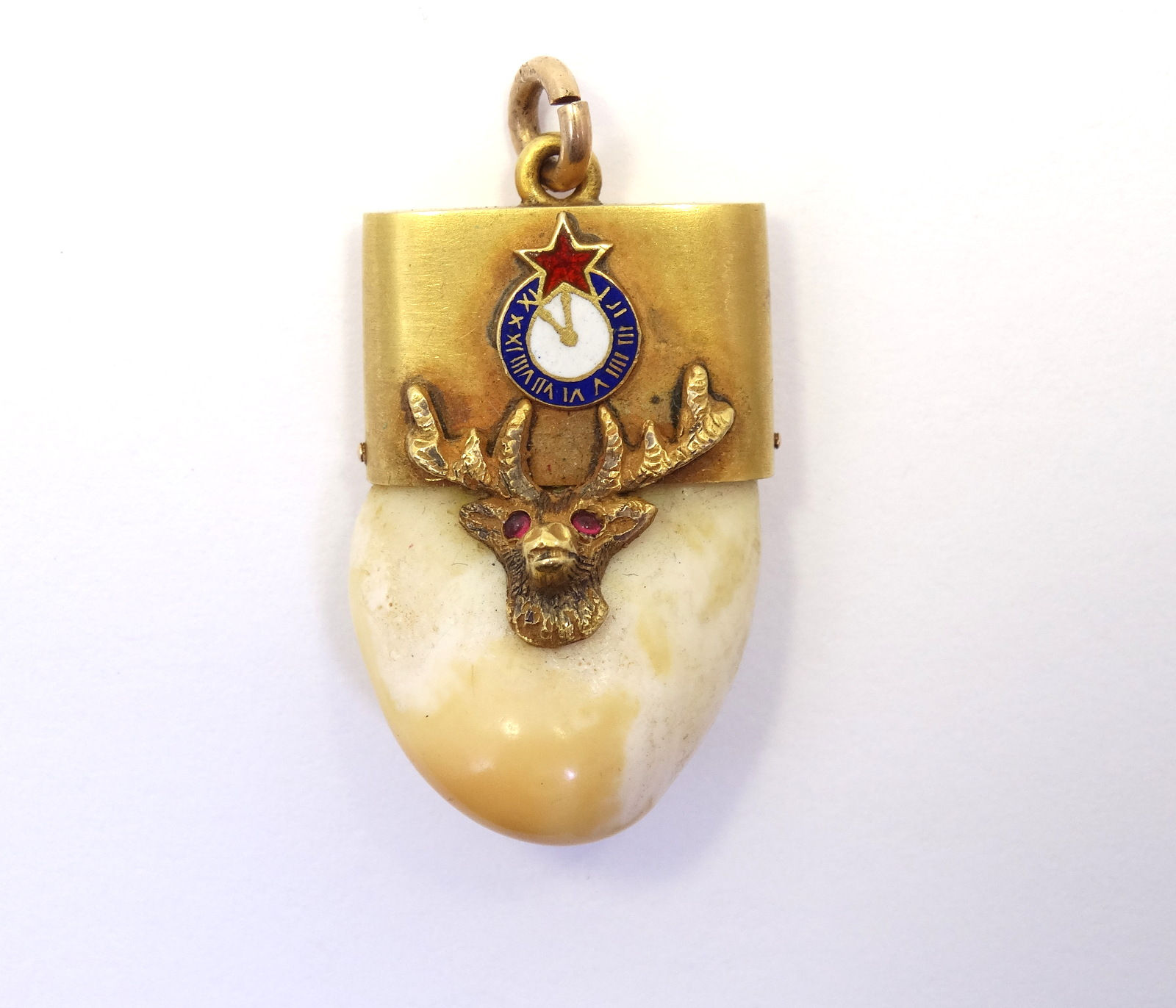 Antique Art Deco MASONIC Fraternal ELK'S TOOTH BPOE 707 11 Hr Clock 14k Gold