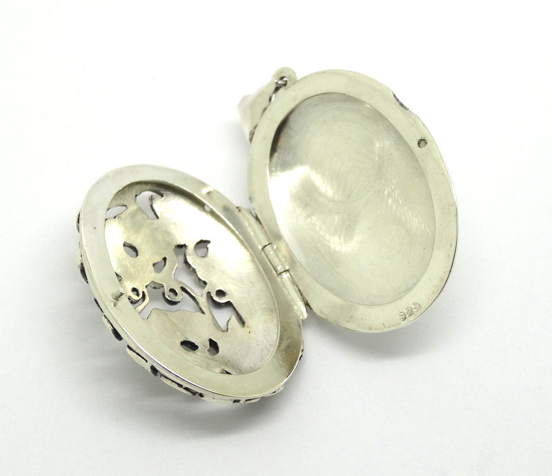 Thumbnail: AML Sterling Silver Flower Motif Cut-Out LOCKET Pendant