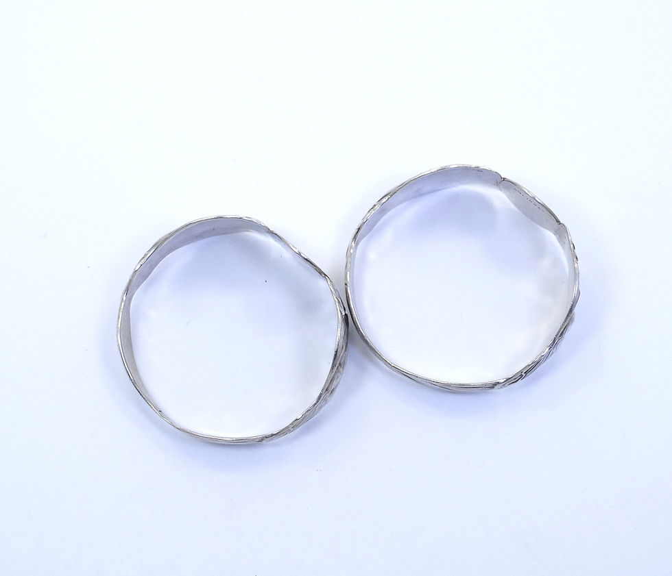 Thumbnail: 2 Gorgeous Art NOUVEAU Antique 925 Sterling Silver NAPKIN RING Holders "F" Mono