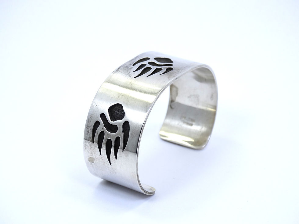 Thumbnail: M. SLIM Native American NAVAJO BEAR CLAW Sterling Silver Cuff Bangle Bracelet