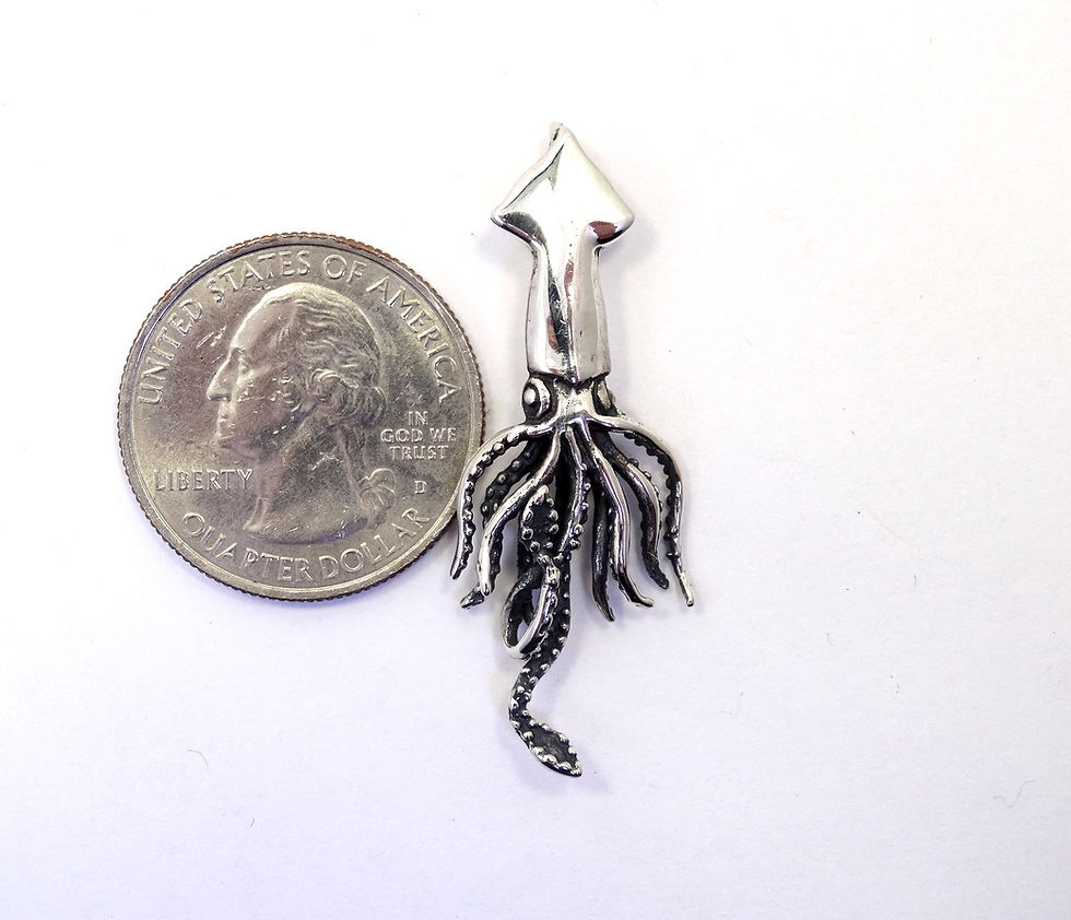 Thumbnail: Signed MM MARTY MAGIC Sterling Silver SQUID Charm Pendant