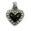 Thumbnail: Mexico Designer JRI Black Onyx HEART Sterling Silver Scroll Pendant