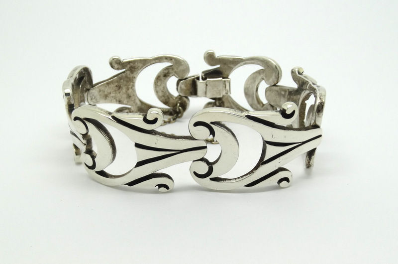 Thumbnail: Vintage RJH Mexico Sterling Silver Link Bracelet