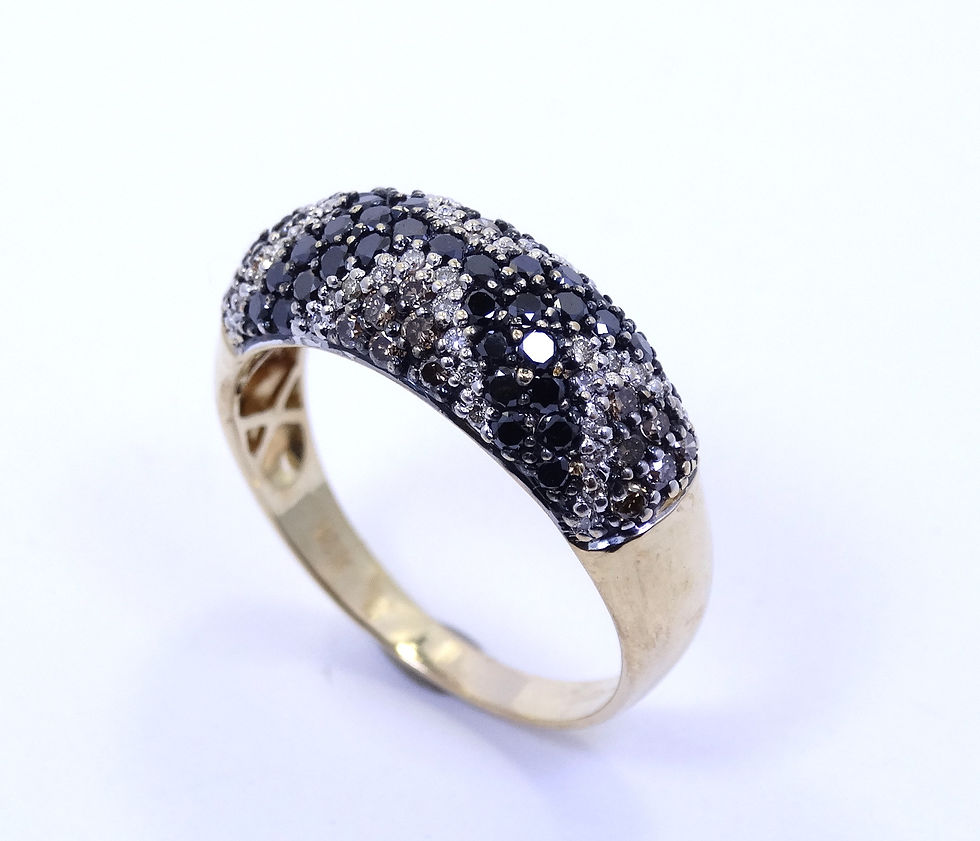 Thumbnail: BELLARRI 18K Gold 1-1/2 CT Mixed BLACK BROWN WHITE Diamond Ring s.10