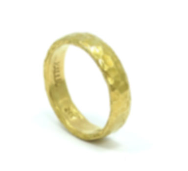 24K 9999 Gold KALLIO Artisan Hammered Hand Made 5mm Band Ring s.9