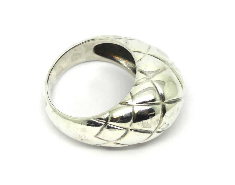 Thumbnail: Woven Basket style DOMED 925 K Thailand Sterling Silver Ring