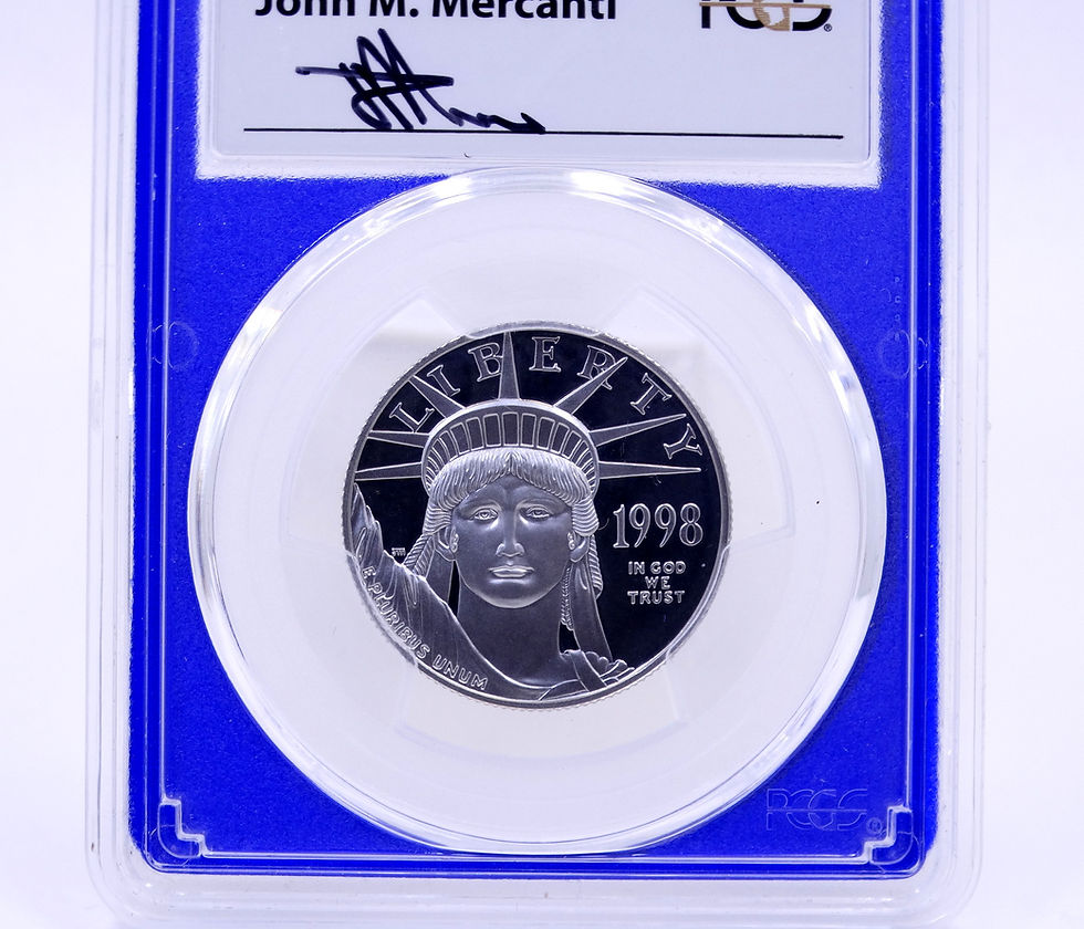 Thumbnail: 1998-W 1/2 OZ Platinum $50 Proof Eagle PCGS PR70 DCAM MERCANTI Signed