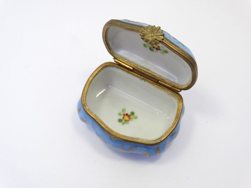 Thumbnail: Antique 1800's French Signed SEVRES BLUE PORCELAIN Painted Trinket Pill Box