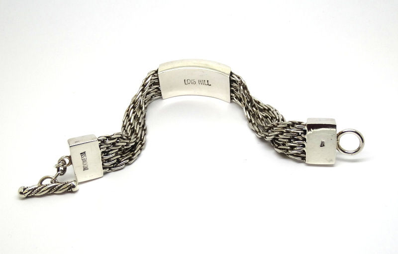 Thumbnail: LOIS HILL Indonesia Filigree Scroll ID Tag style Sterling Silver Toggle Bracelet