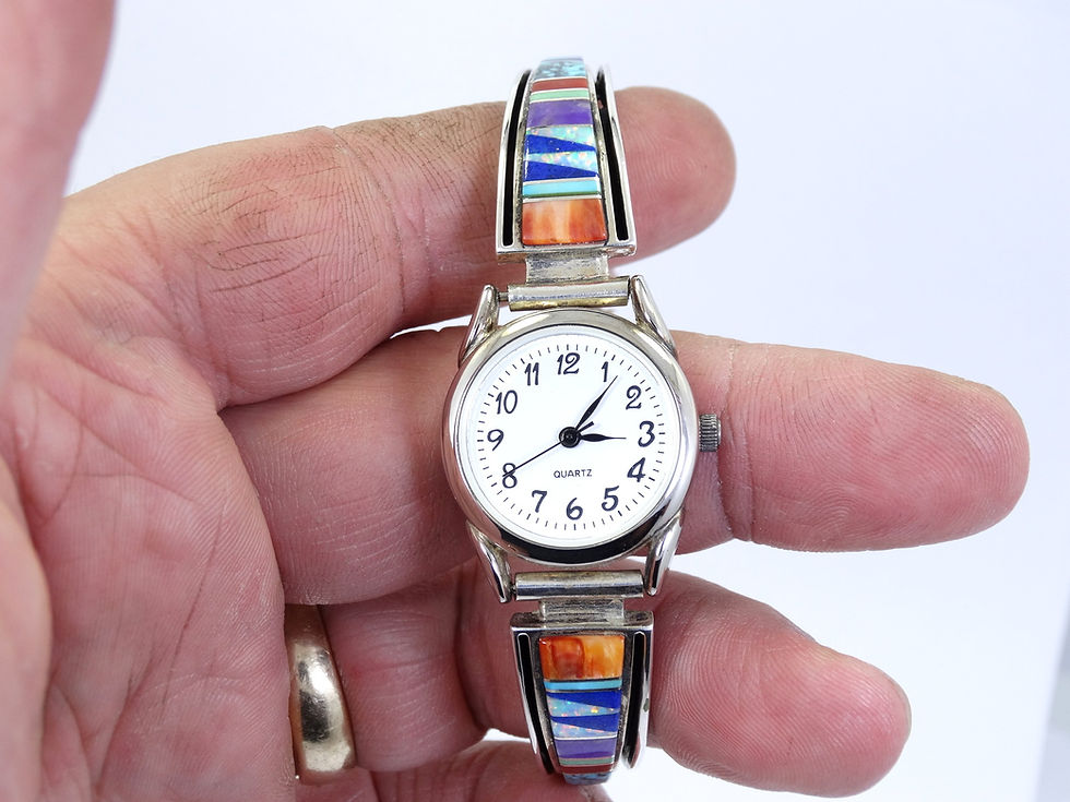 Thumbnail: EARL PLUMMER M. McCray TSF Touch of Sante Fe Inlaid Sterling Silver Band