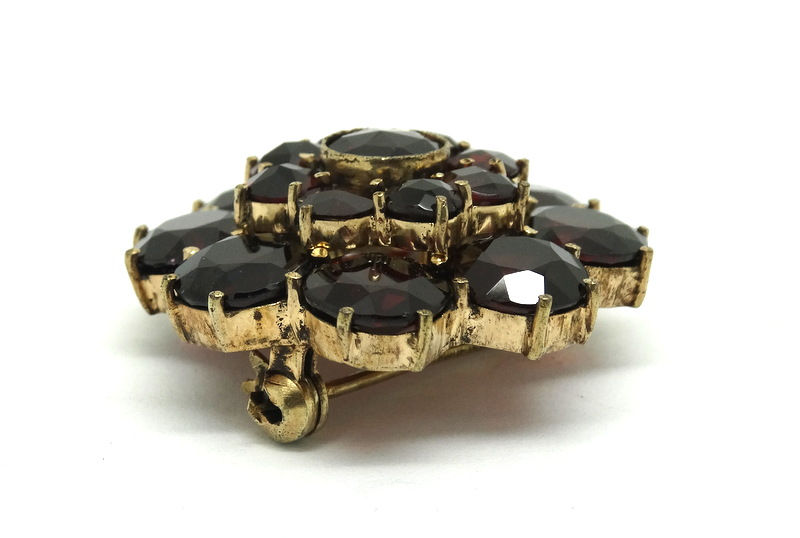 Thumbnail: Vintage GF Bohemian ROSE CUT GARNET Brooch