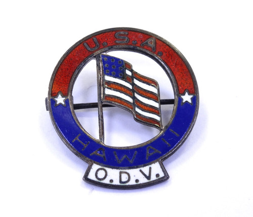 Original WWII USA ODV HAWAII Oahu Defense Volunteer STERLING SILVER Pin ...