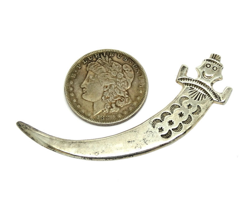 Thumbnail: Vintage Navajo FRANCES F L BEGAY Sterling Silver hook Letter Opener curved Knife