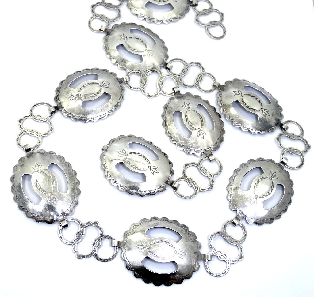 Vintage Southwestern CONCHO BELT Stamped Sterling Silver Links