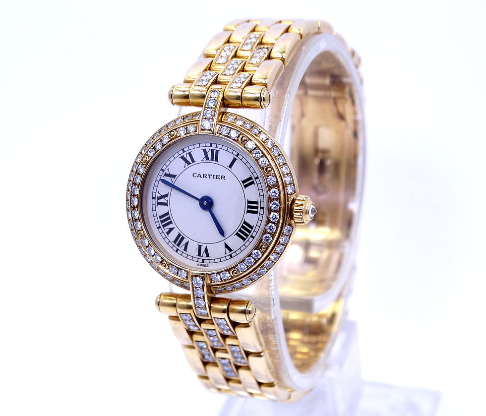 Thumbnail: CARTIER PANTHERE Vendome 18K Gold Factory Diamonds 24mm Watch