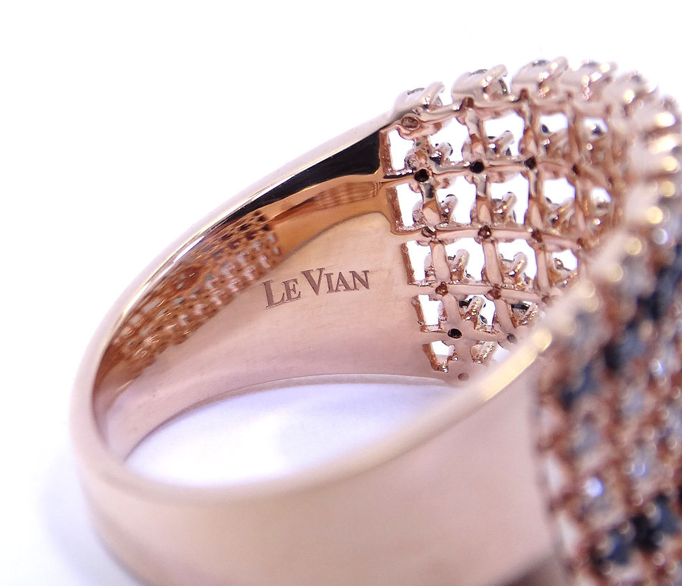 Thumbnail: LEVIAN Black White & CHOCOLATE DIAMOND HALO 6 Row 14k Rose Gold Ring 8.5