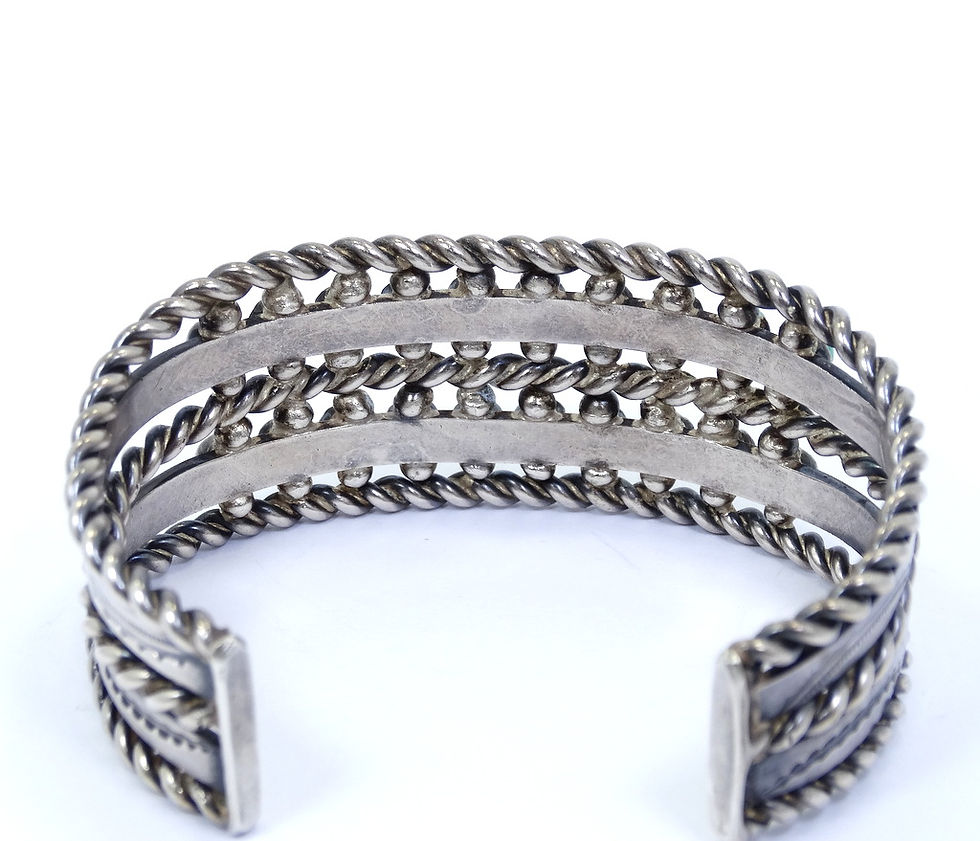 Thumbnail: OLD PAWN Zuni style Blue TURQUOISE Sterling Silver Cuff Bangle