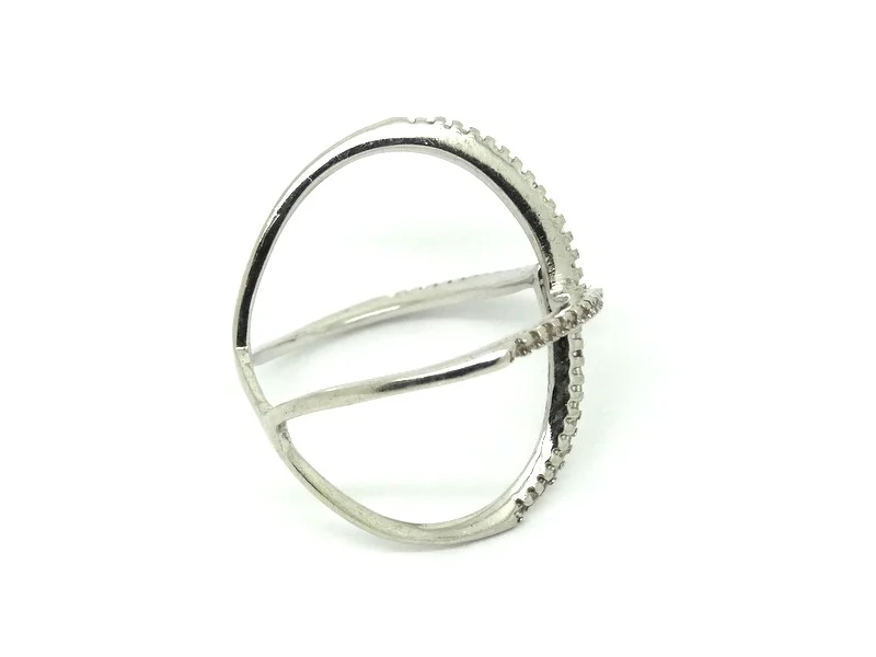 Argent Sterling 925 alternant Clair /& Noir Cz Heart Ring