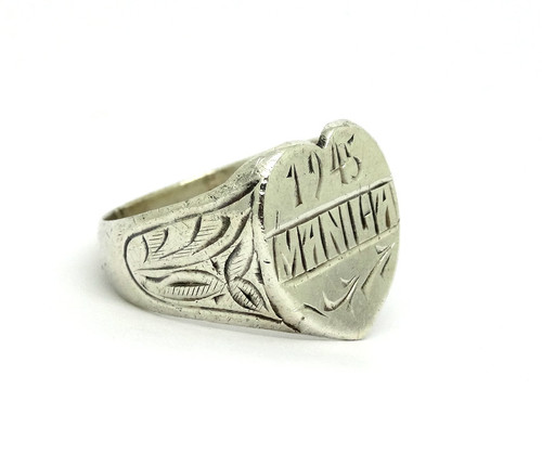 ヴィンテージトレンチリング　マニラリング WW2 Trench Art 1945 MANILA Filigree SWEETHEART Ring s.10 | ap-metals