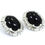 Thumbnail: Gorgeous Vintage MEXICO Oval Shape BLACK ONYX 950 Silver Clip-On Earrings