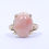 Thumbnail: Vintage Japanese Signed "S" ANGEL SKIN PINK CORAL 14K Gold Solitaire Ring 6.25