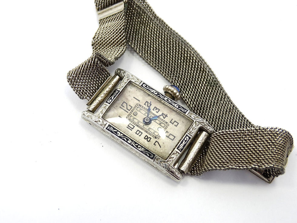 Thumbnail: Antique Early 1920's ART DECO Ladies OPTIMA 18K White Gold Manual Winding Watch