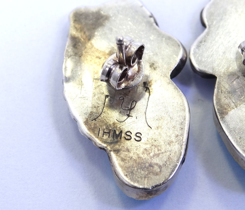 Thumbnail: Navajo FOSTER YAZZIE IHMSS Blue Turquoise Sterling Silver Stud Earring