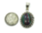 Thumbnail: Vintage NAVAJO Designer JD Blue Red Green RAINBOW JASPER Sterling Silver Pendant