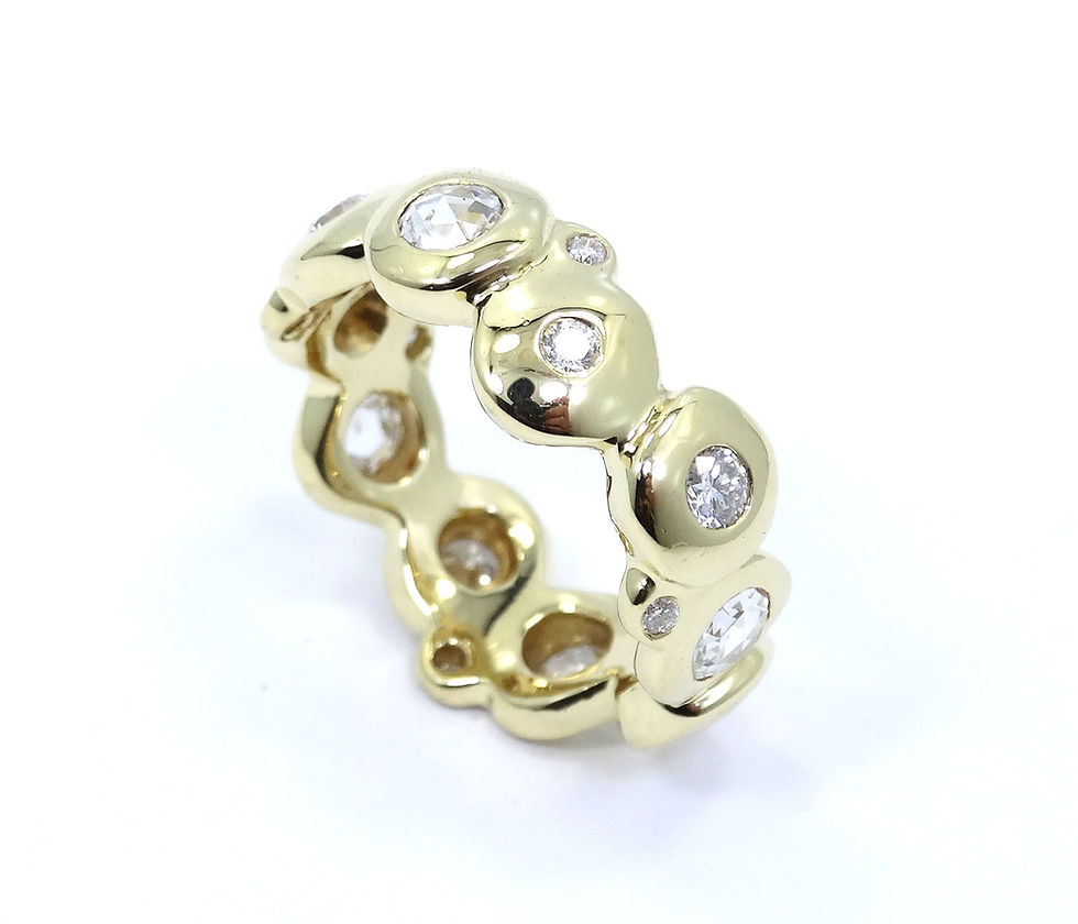 Thumbnail: Modernist IPPOLITA Rose Cut DIAMOND Eternity 18k Gold Band Ring s.7