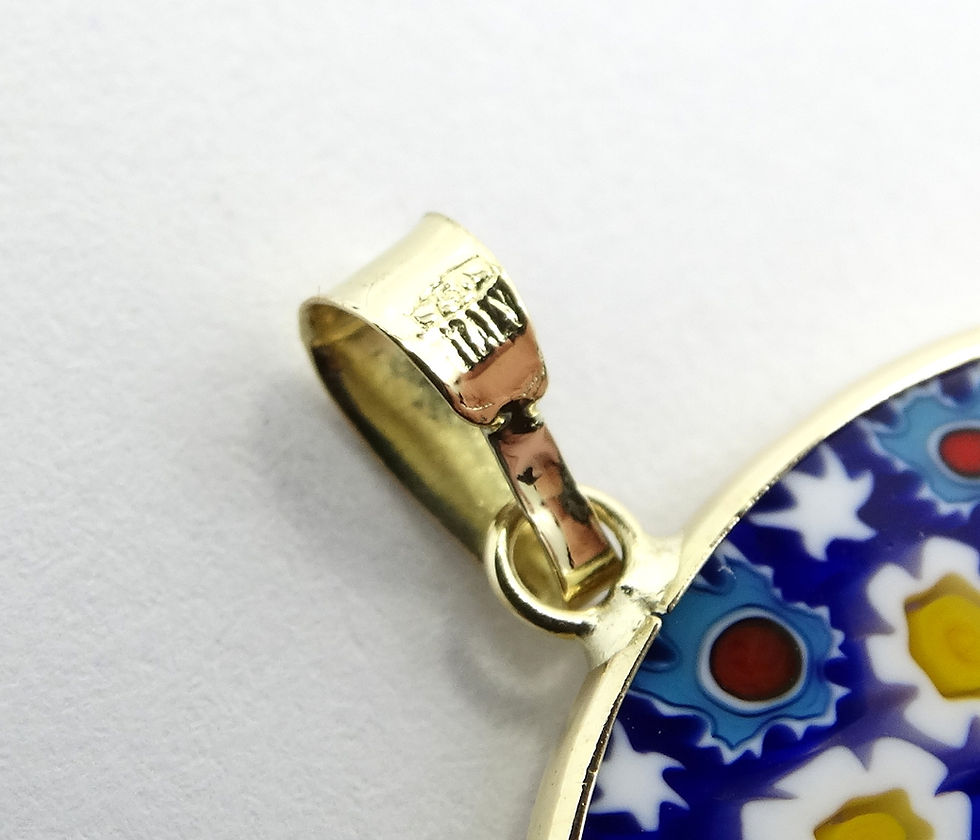Thumbnail: Venice Murano MILLEFIORI Art Glass Mosaic Flower 18K Gold 750 Pendant