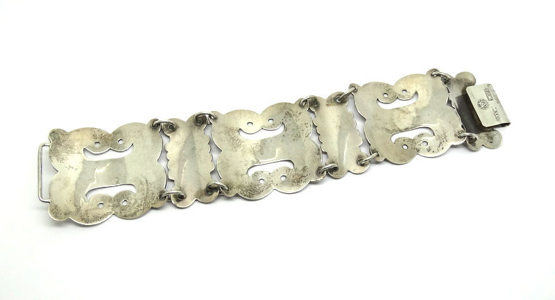 Thumbnail: Large Mexican Designer CA Sterling Silver Bracelet