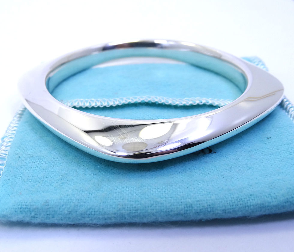 Thumbnail: TIFFANY & CO Sterling Silver SQUARE CUSHION Bangle Bracelet 64mm