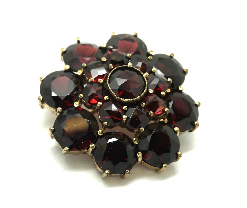 Thumbnail: Vintage GF Bohemian ROSE CUT GARNET Brooch