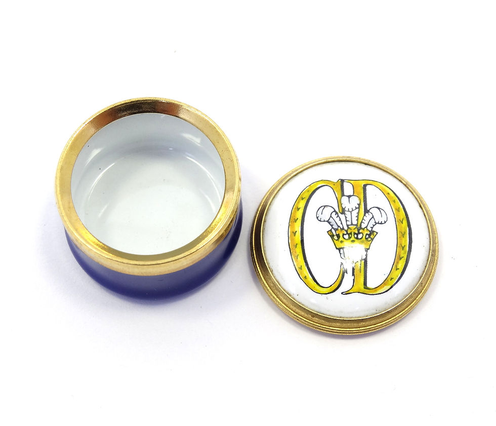 Thumbnail: 1981 CRUMMLES 25mm Charles & Diana ROYAL WEDDING Blue Enamel Trinket Pill Box