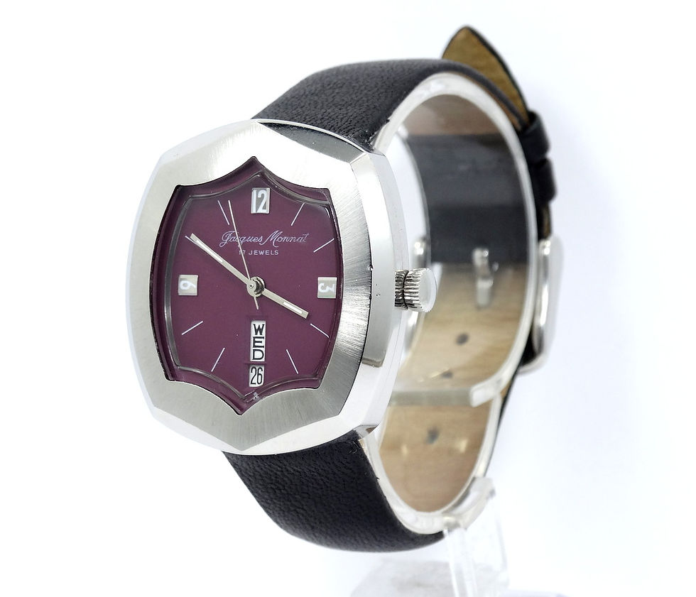Thumbnail: Vintage Ladies 1960's JACQUES MONNAT 1463 4010 1913 Swiss Automatic Shield Watch
