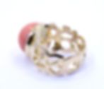 Thumbnail: Vintage ITALY Mediterranean Salmon Pink CORAL Cut Out Pierced 18K Gold Ring s.8