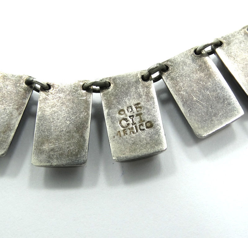 Thumbnail: Vintage Mexico CII Black Onyx Sterling Silver Link Necklace 16"