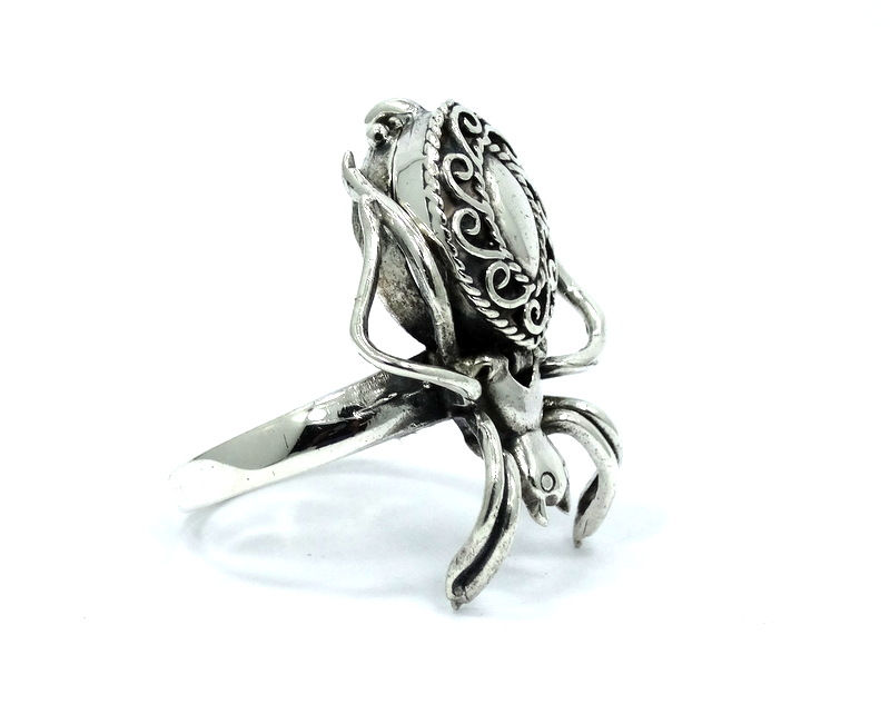 Thumbnail: Amazing BLACK WIDOW SPIDER Sterling Silver POISON Ring