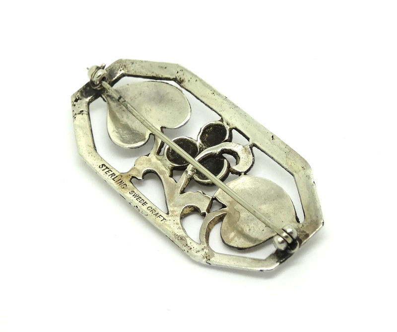 Thumbnail: Vintage SWEDE CRAFT Berries Leaves Silver Brooch