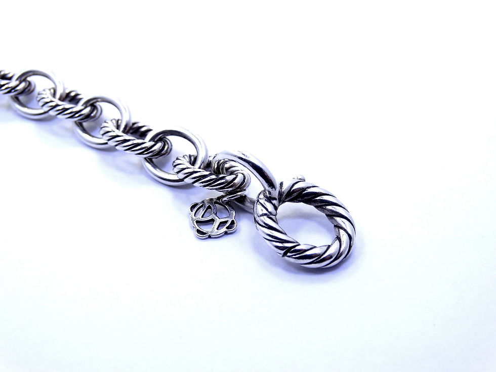 Thumbnail: DAVID YURMAN DY 925 Cable Design Oval Link Sterling Silver Bracelet 8"