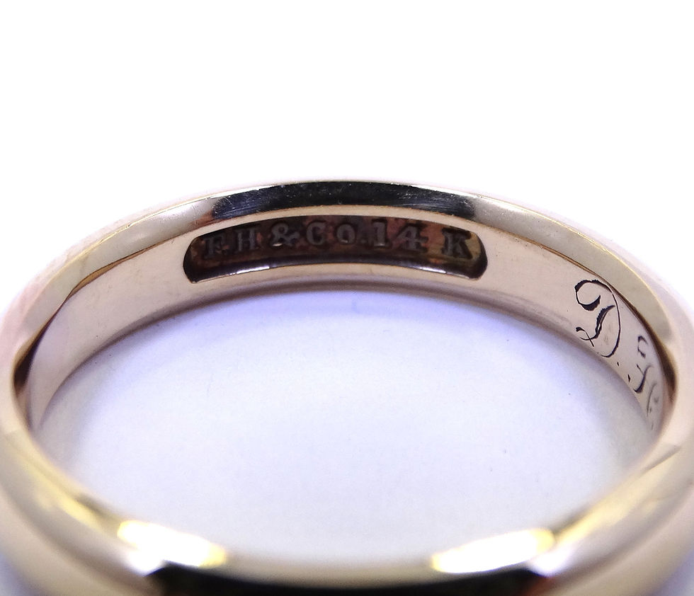 Thumbnail: Antique 1886 Victorian Era FH&Co 14K Gold 3.8mm Wedding Ring Band 8.5